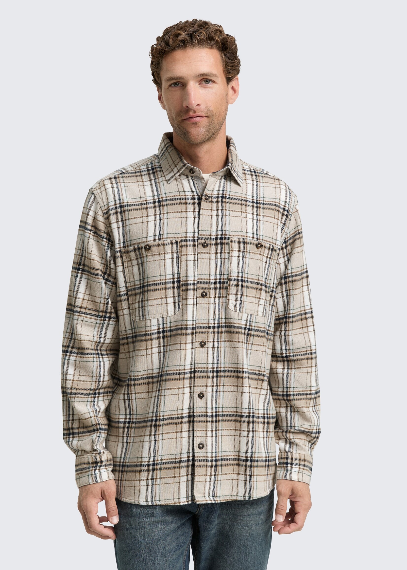 Tom Tailor Tom Tailor Comfort Checked Shirt - Beige Multicolor