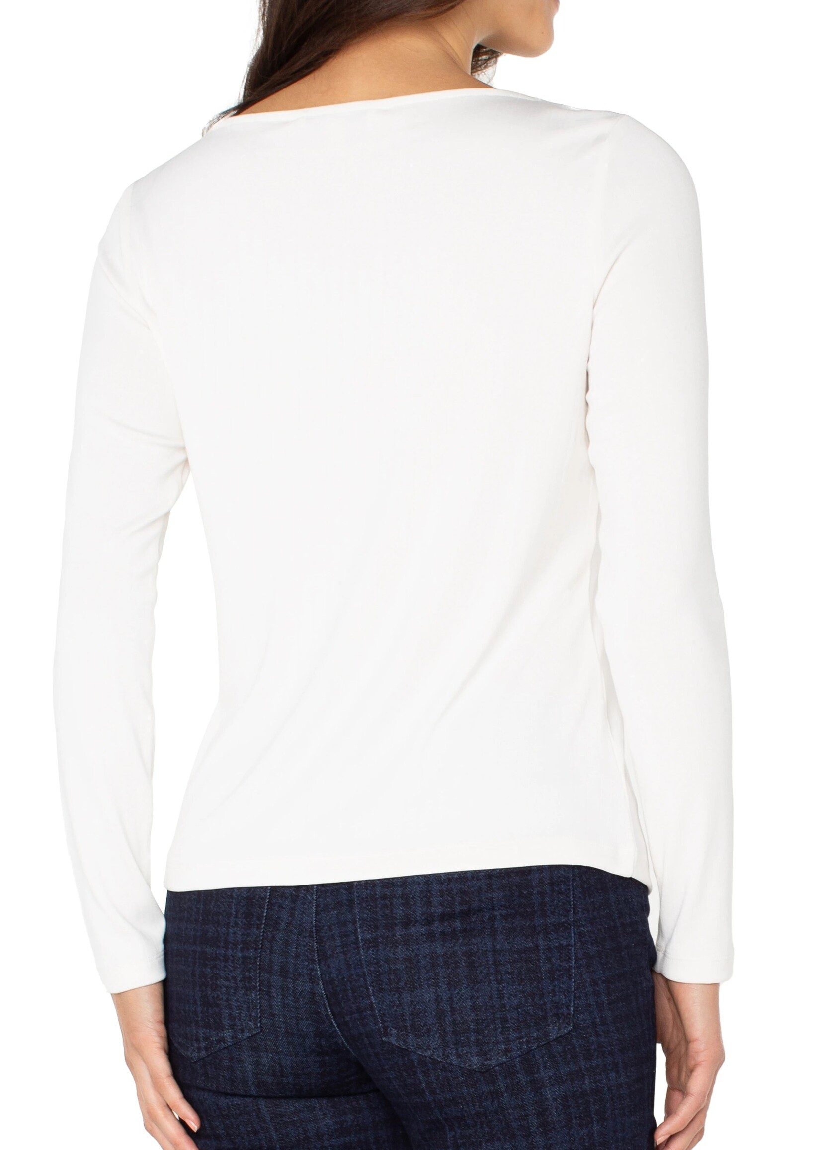 Liverpool Liverpool LS Boat Neck Knit Top - Washed Cream