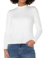 Liverpool Liverpool Mock Neck W/Button Detail - Snow