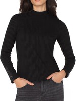 Liverpool Liverpool Mock Neck W/Button Detail - Black