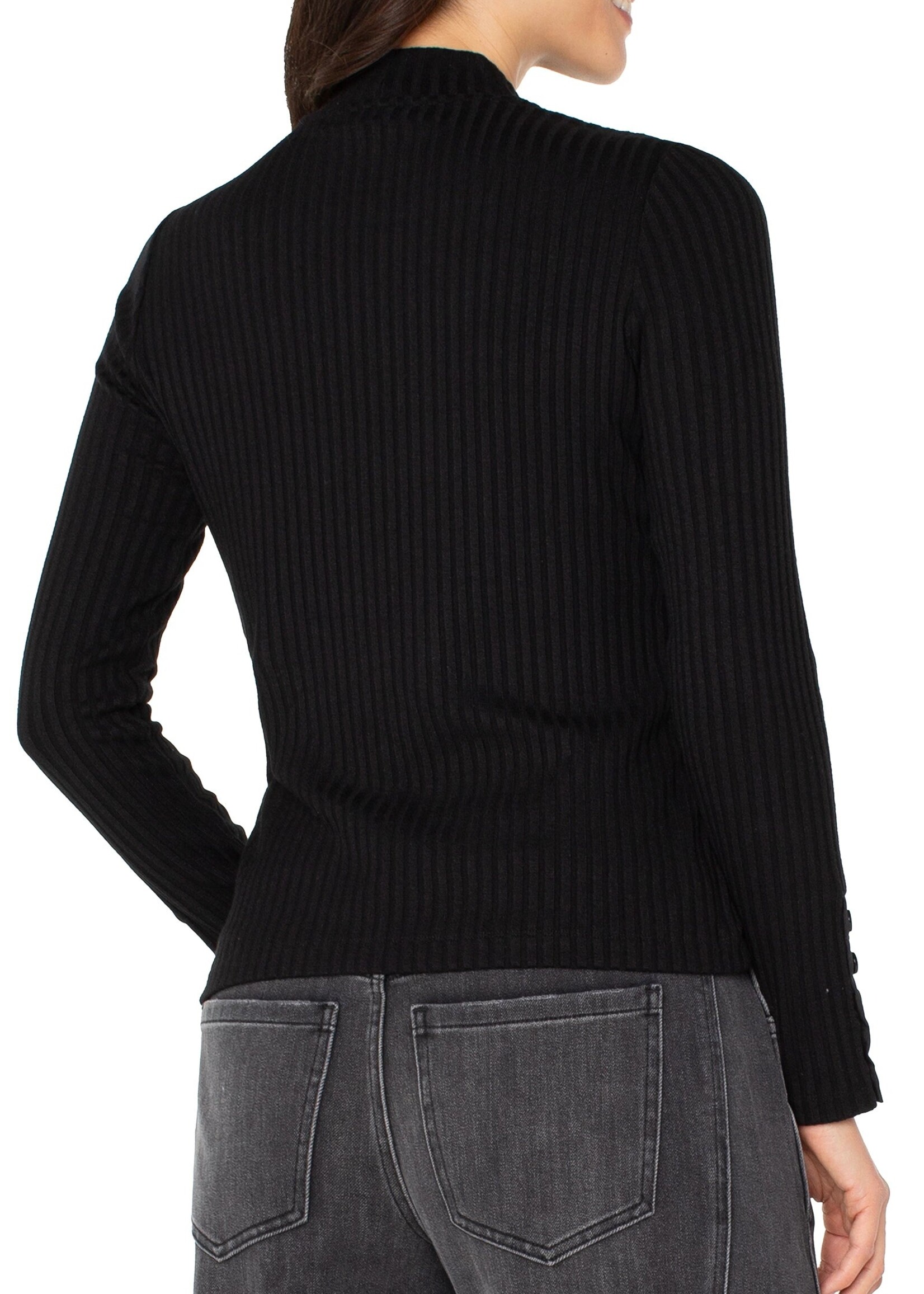 Liverpool Liverpool Mock Neck W/Button Detail - Black