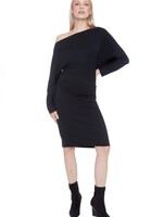 I love Tyler Madison Tyler Madison Demi Solid Cowl-Neck Butter Dress - Black
