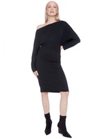 I love Tyler Madison Tyler Madison Robe Mi-Longue Unie À Col Bénitier - Noir