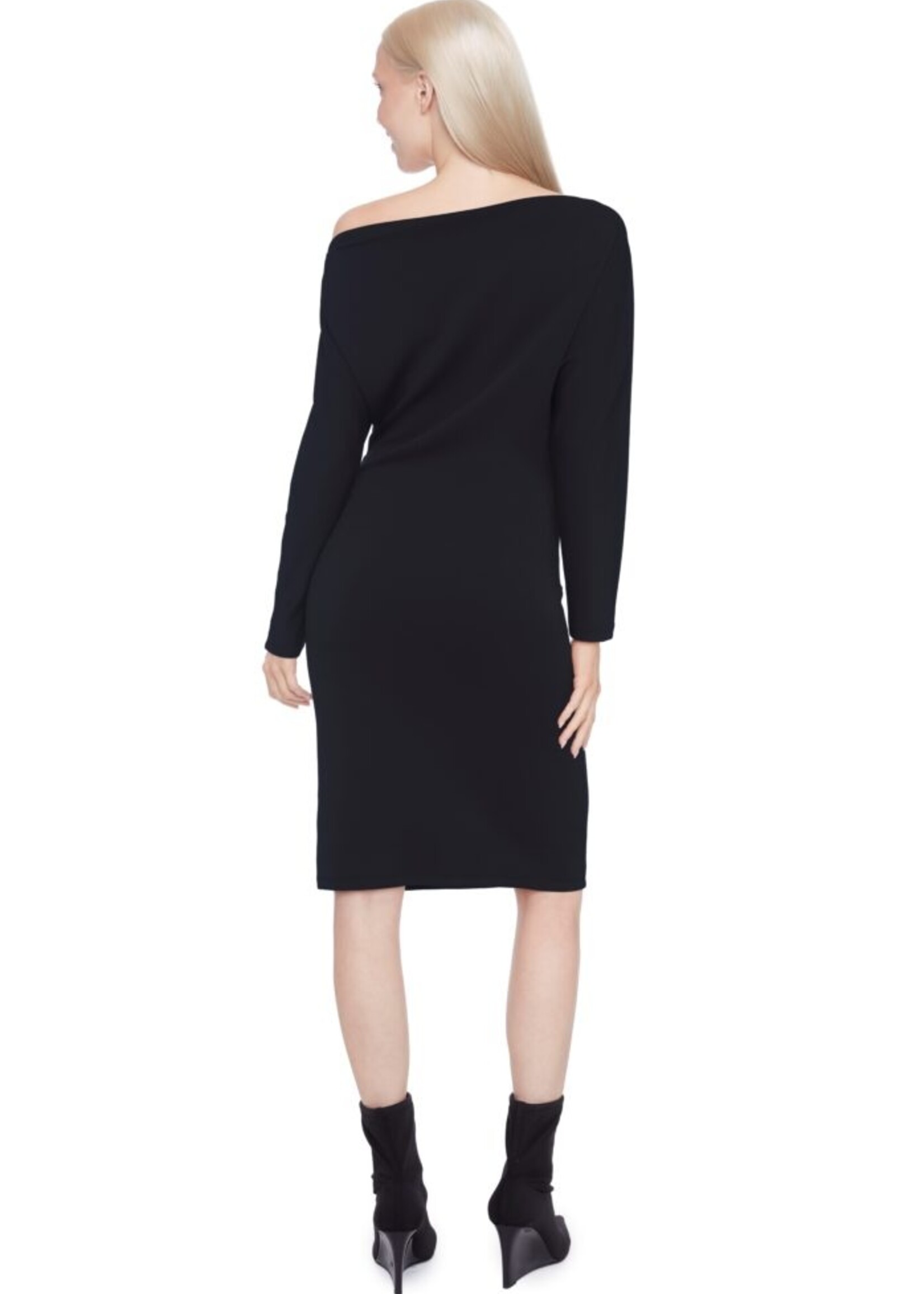 I love Tyler Madison Tyler Madison Demi Solid Cowl-Neck Butter Dress - Black