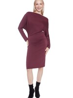 I love Tyler Madison Tyler Madison Robe Mi-Longue Unie À Col Bénitier - Merlot