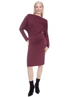 I love Tyler Madison Tyler Madison Robe Mi-Longue Unie À Col Bénitier - Merlot