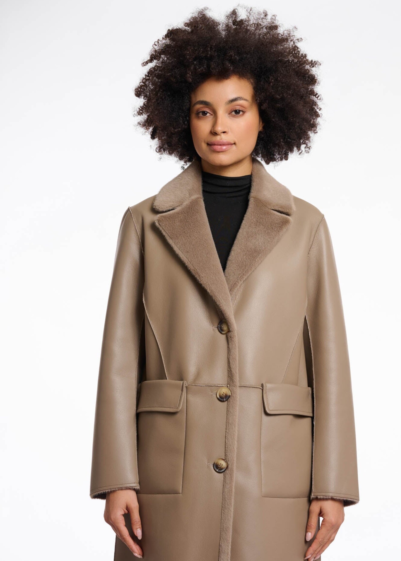 Rino & Pelle Rino & Pelle Manteau Long Réversible Tatiana - Toffee