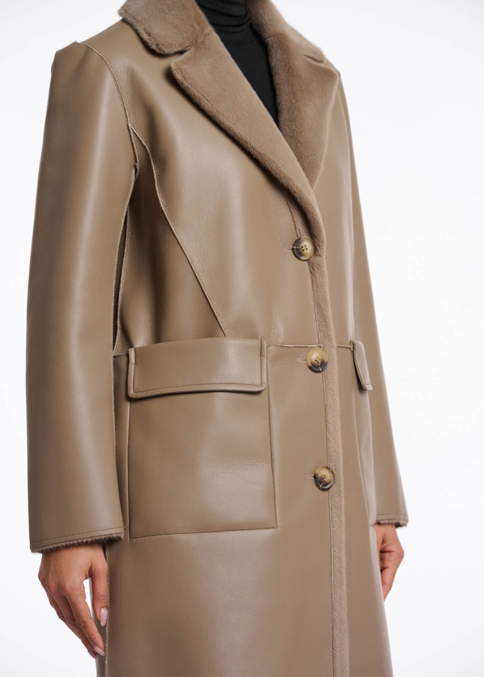 Rino & Pelle Rino & Pelle Manteau Long Réversible Tatiana - Toffee