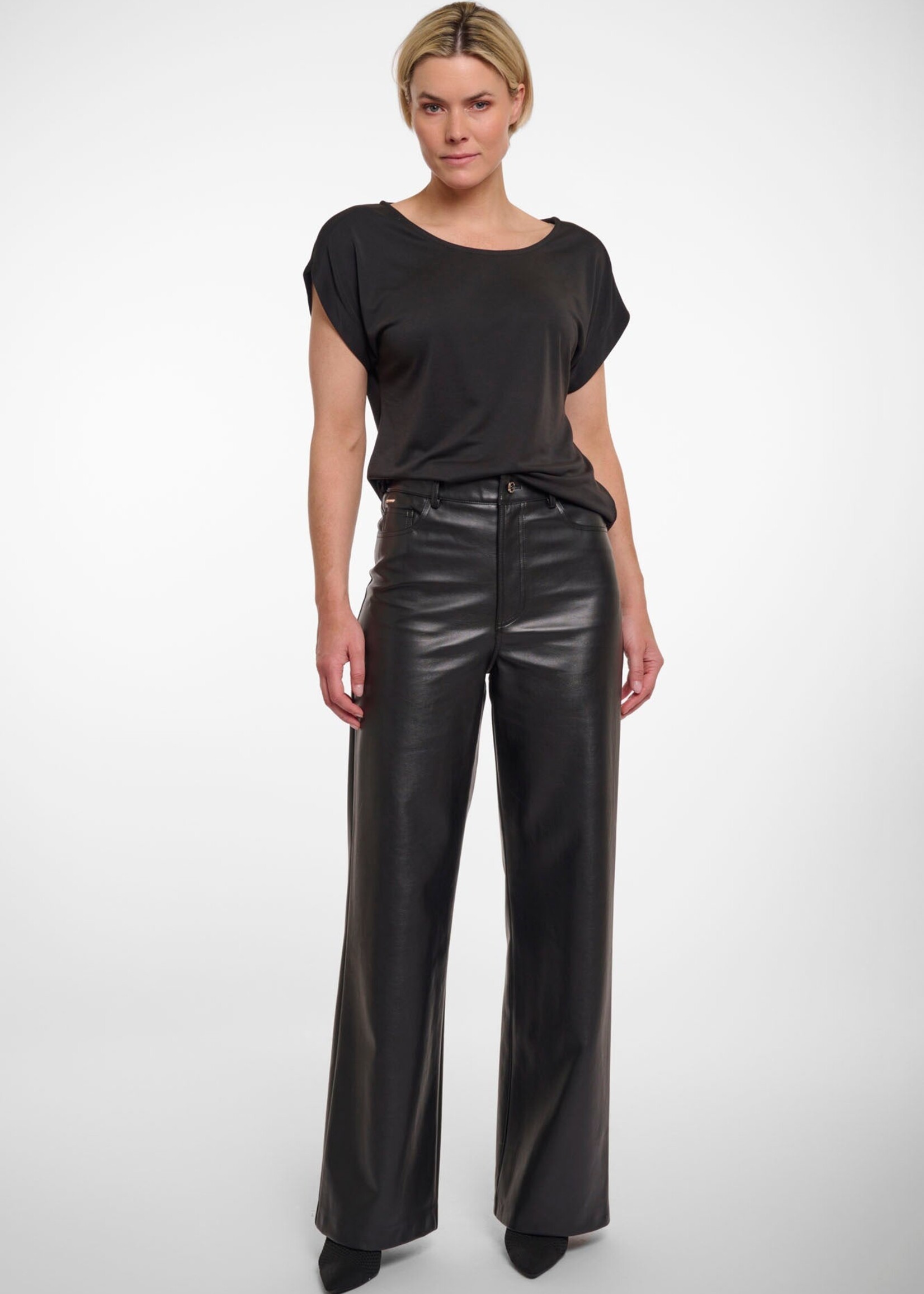 Rino & Pelle Rino & Pelle Pantalon Droit En PU Corian - Noir