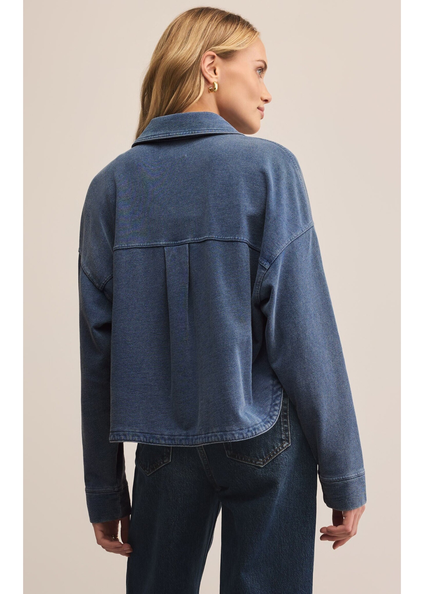 Z-Supply Z-Supply All Day Cropped Knit Jacket - Vintage Indigo