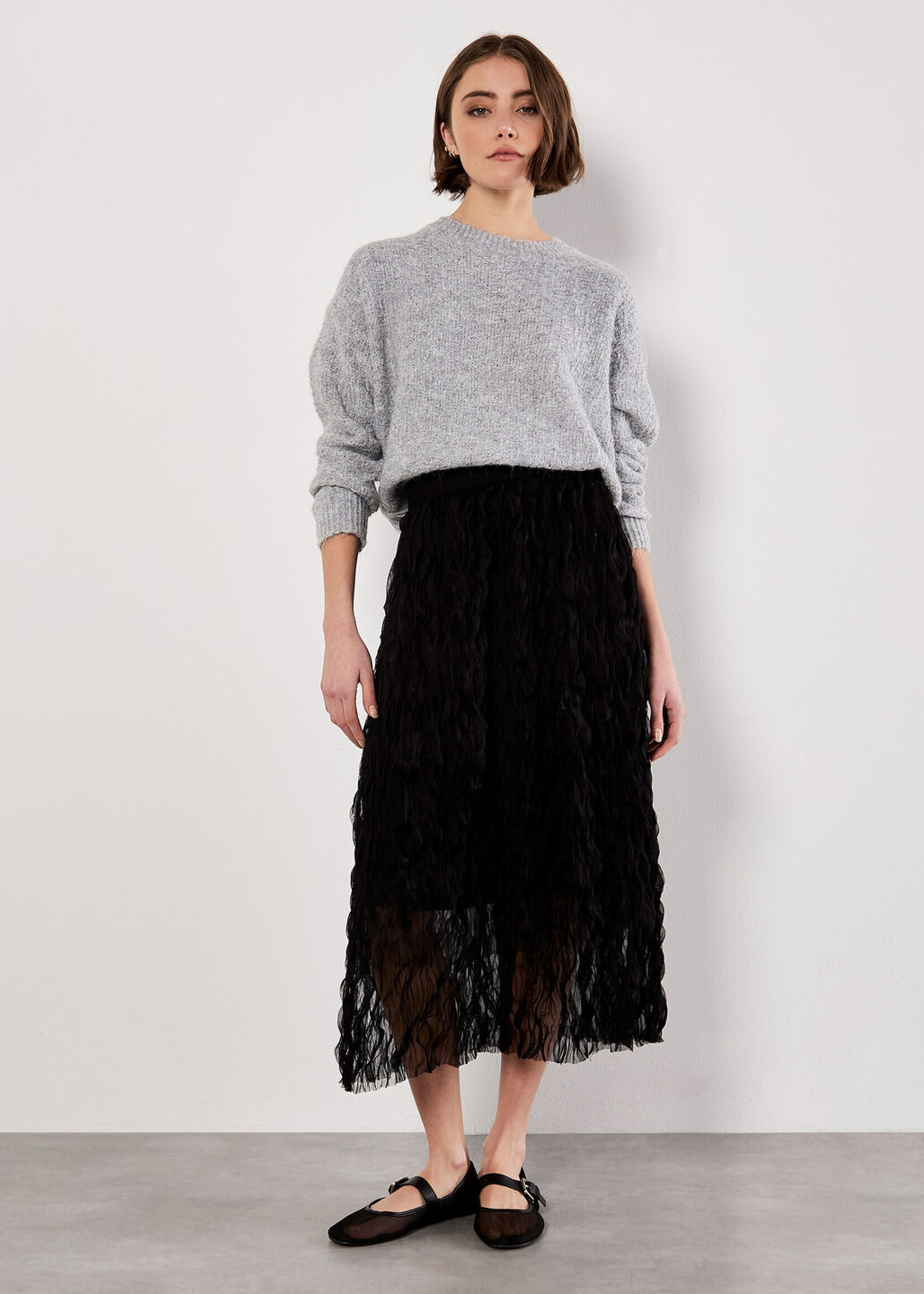 Apricot Apricot Bow Back Lurex Fuzzy Jumper - Grey