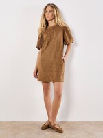 Apricot Apricot Suede Mini Puff Sleeve Dress - Brown