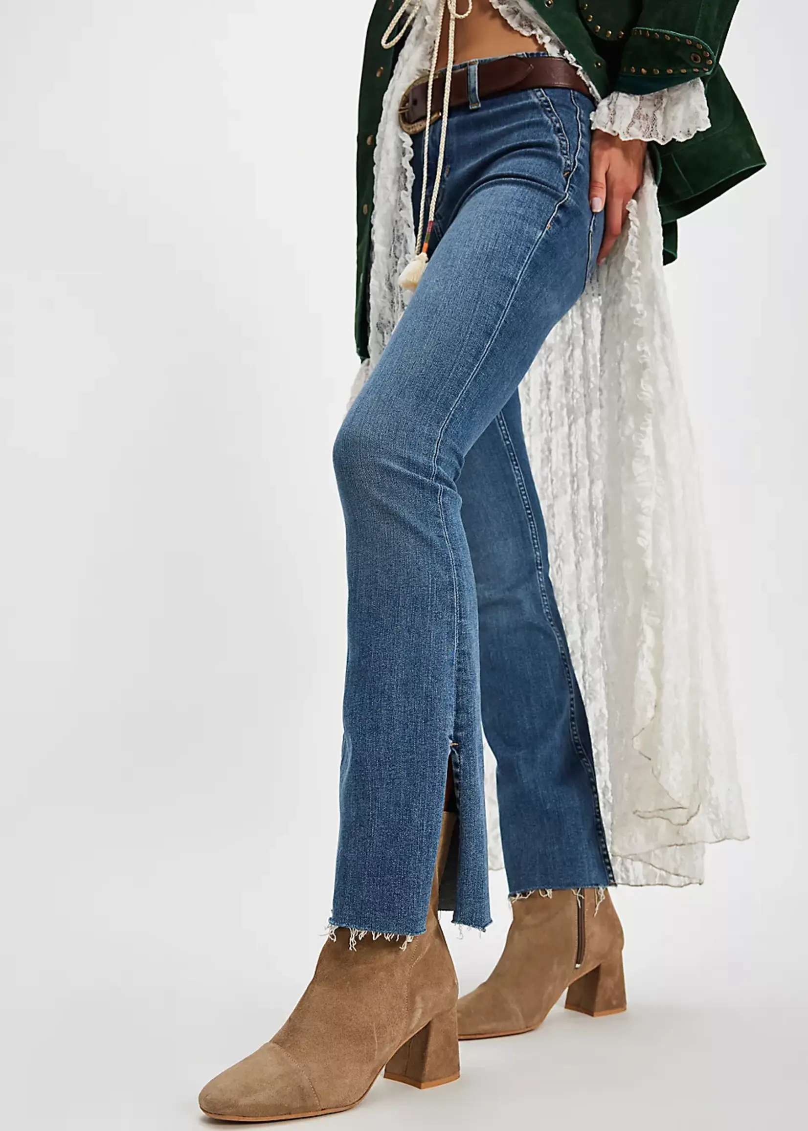 Free People Free People Bottines En Daim Wisteria - Taupe