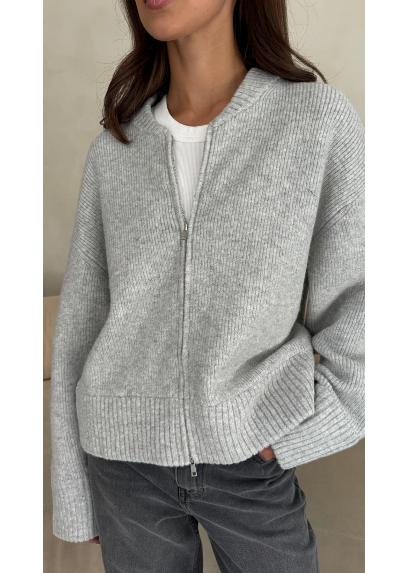 Charli Charli Zoey Zip Cardigan - Grey