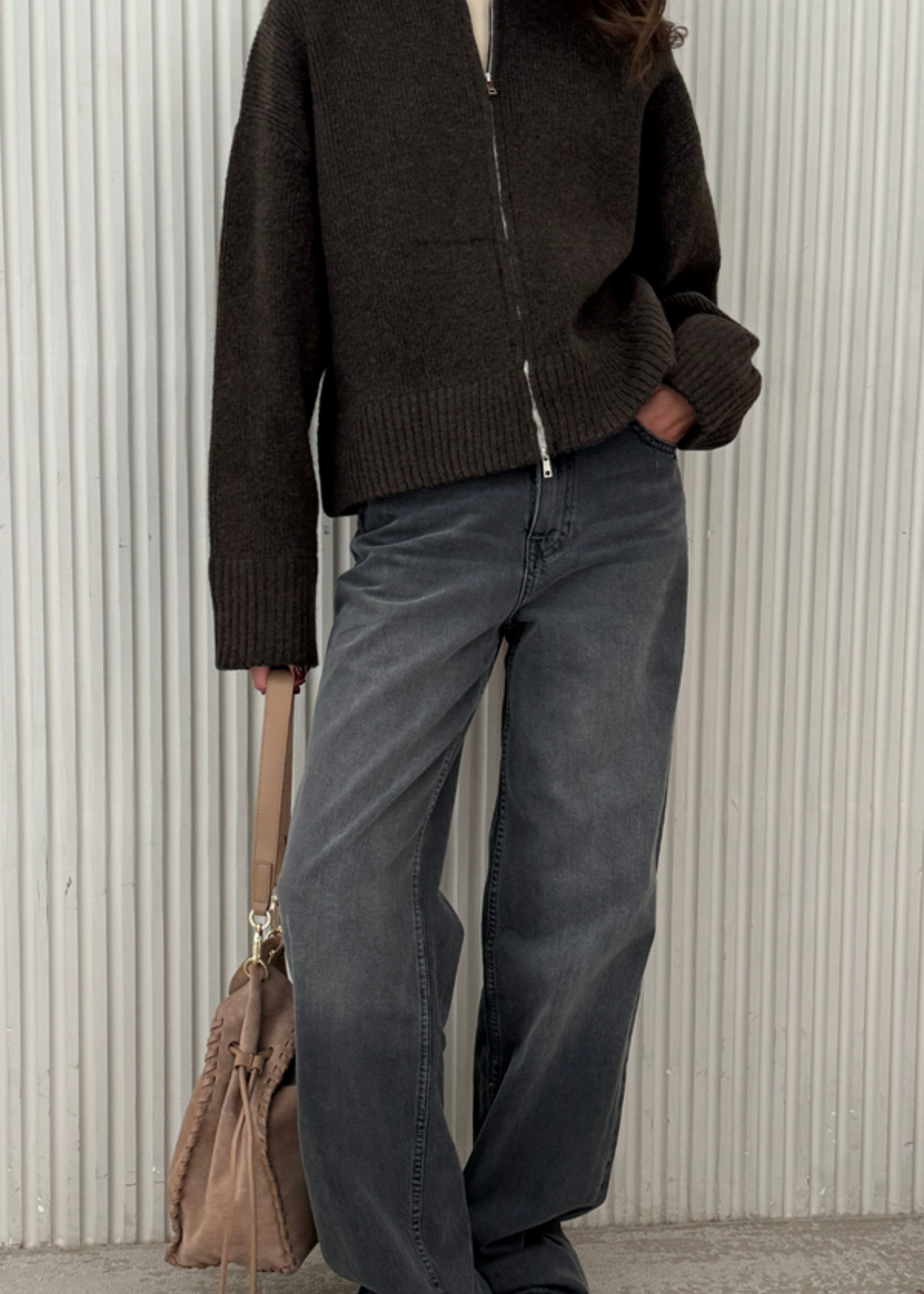 Charli Charli Cardigan Zippé Zoey - Dark Espresso