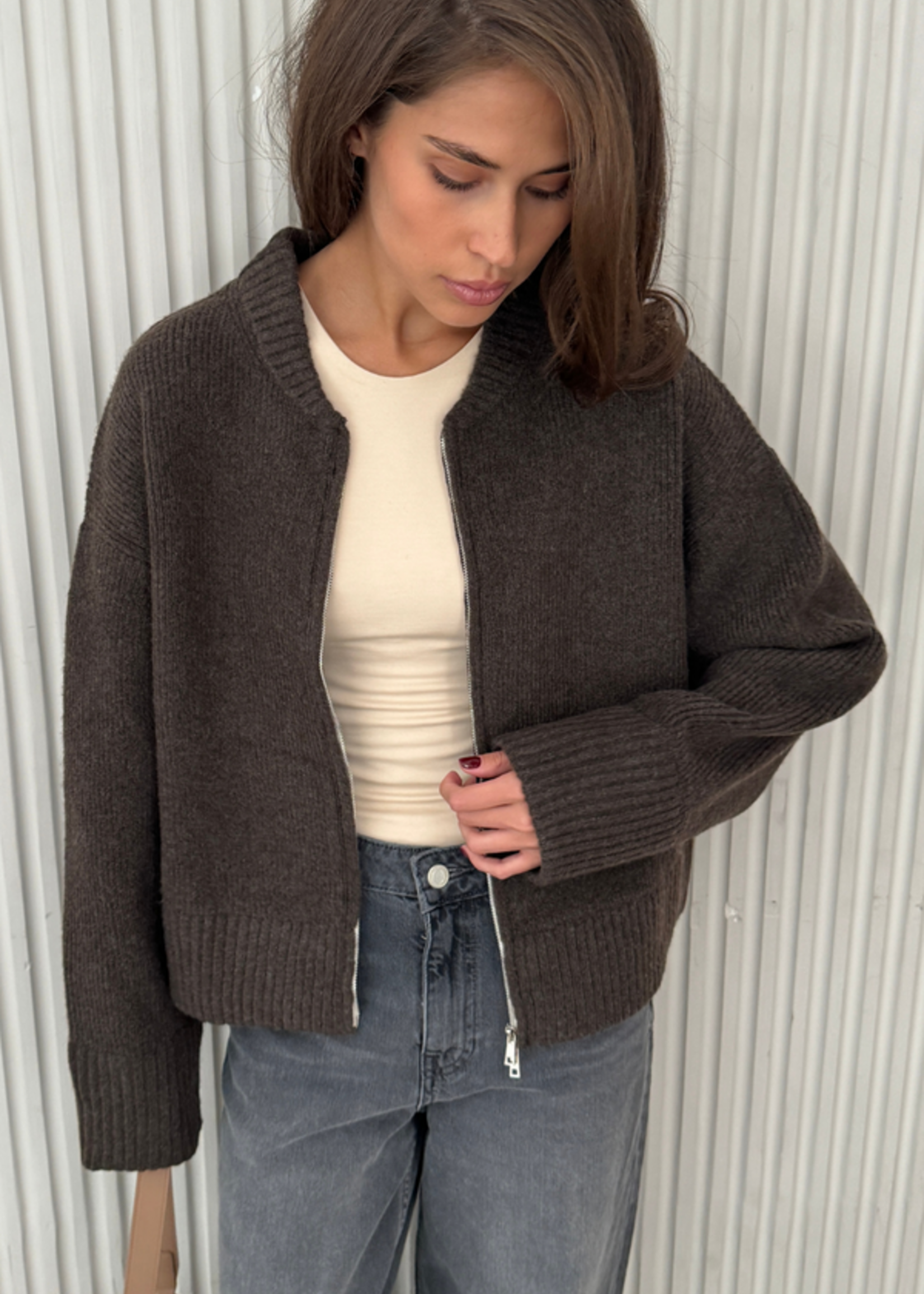 Charli Charli Cardigan Zippé Zoey - Dark Espresso