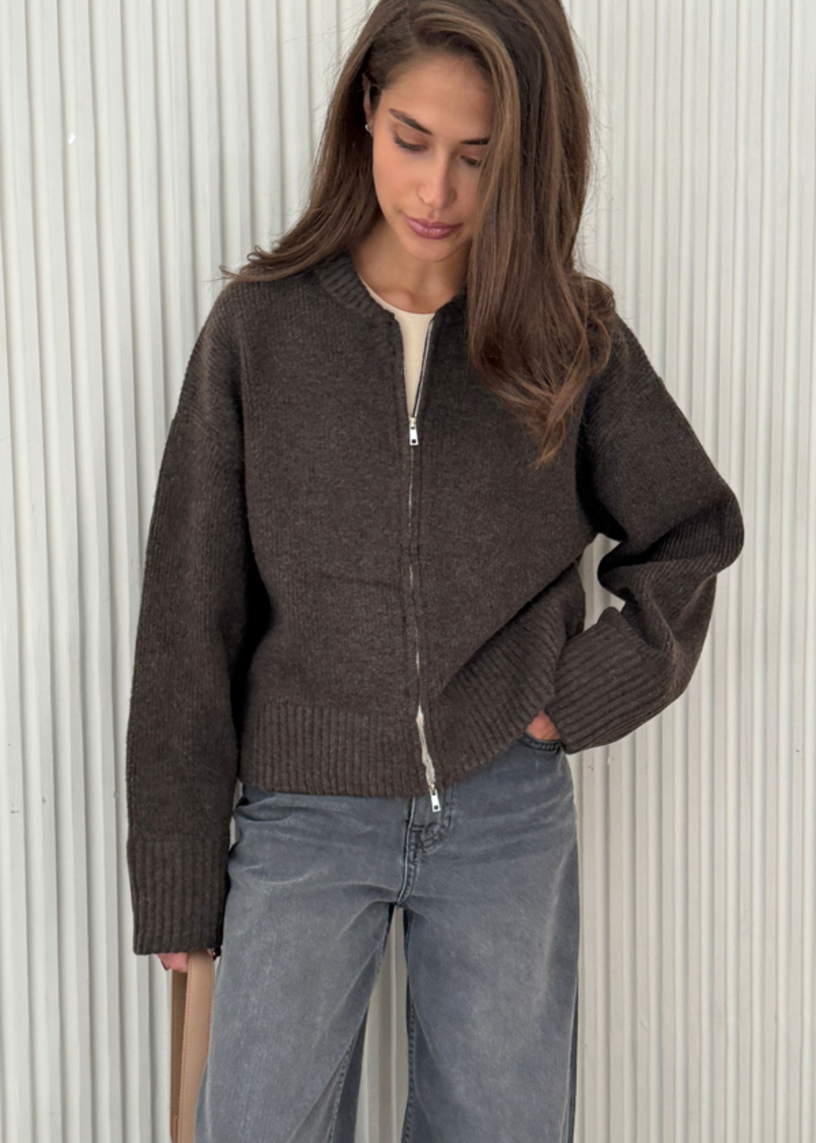 Charli Charli Cardigan Zippé Zoey - Dark Espresso