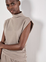 Apricot Apricot Mini Dogtooth Side Ruched Top - Stone