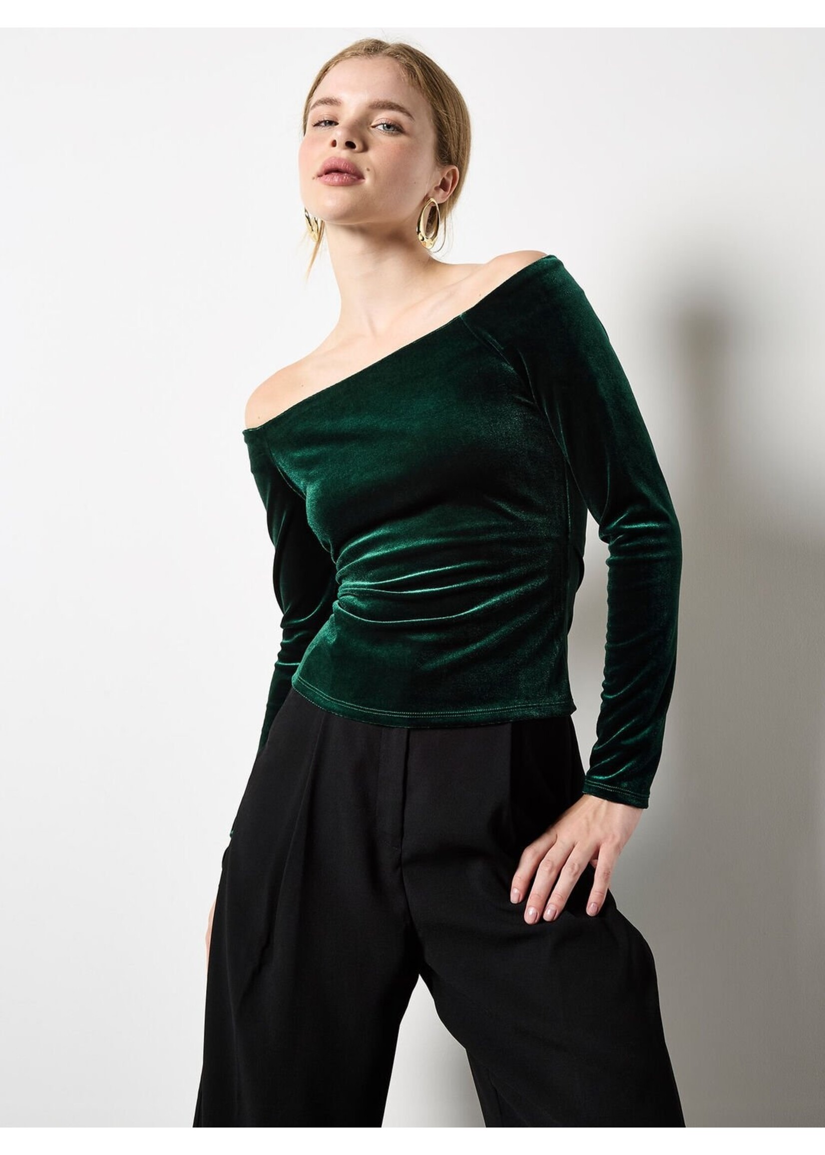 Apricot Apricot Haut À Manches Longues En Velours Style Bardot - Vert