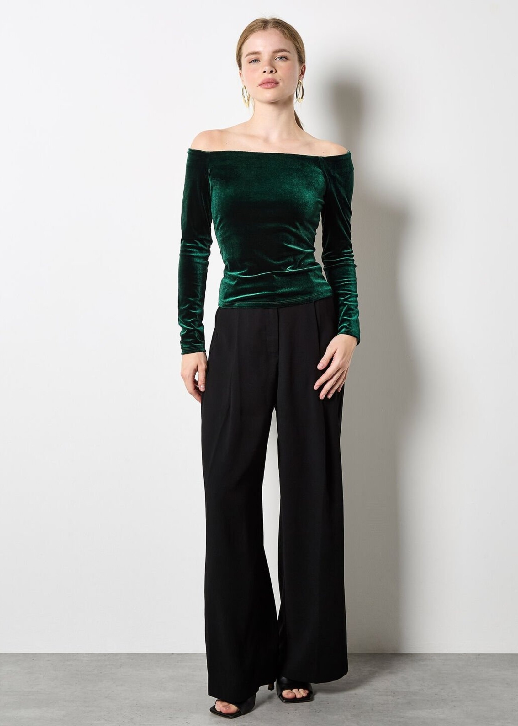 Apricot Apricot Haut À Manches Longues En Velours Style Bardot - Vert