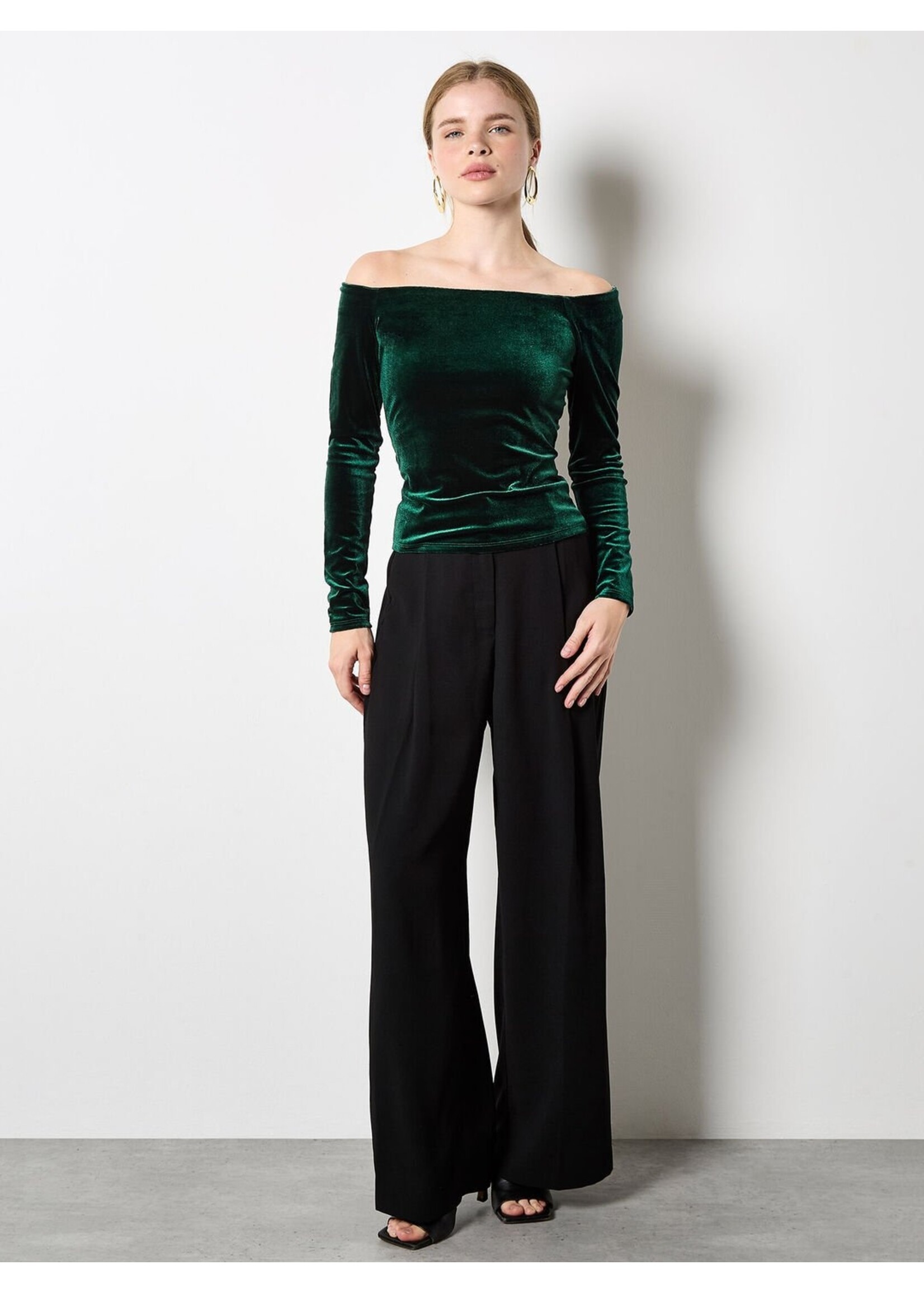 Apricot Apricot Haut À Manches Longues En Velours Style Bardot - Vert
