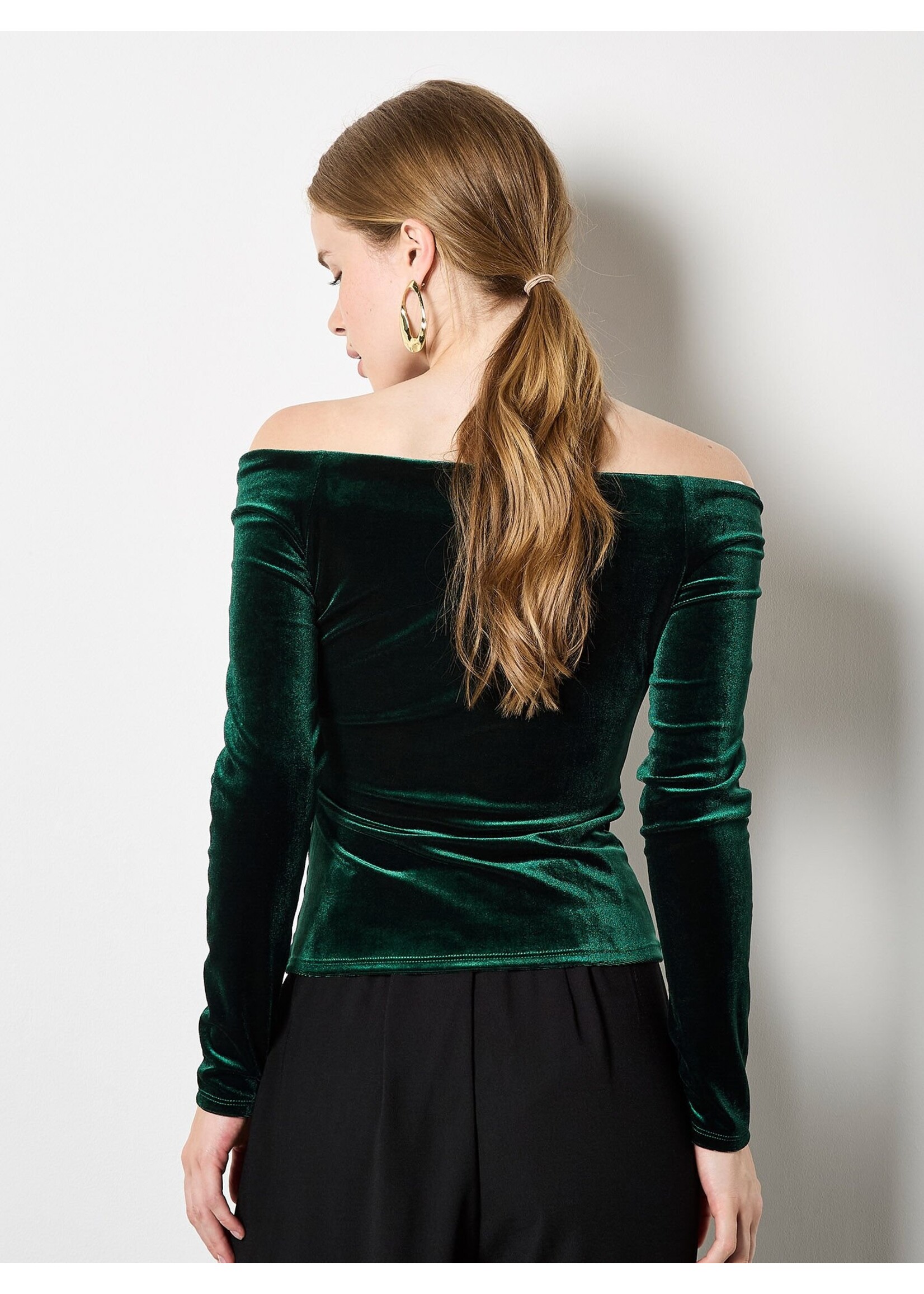 Apricot Apricot Haut À Manches Longues En Velours Style Bardot - Vert