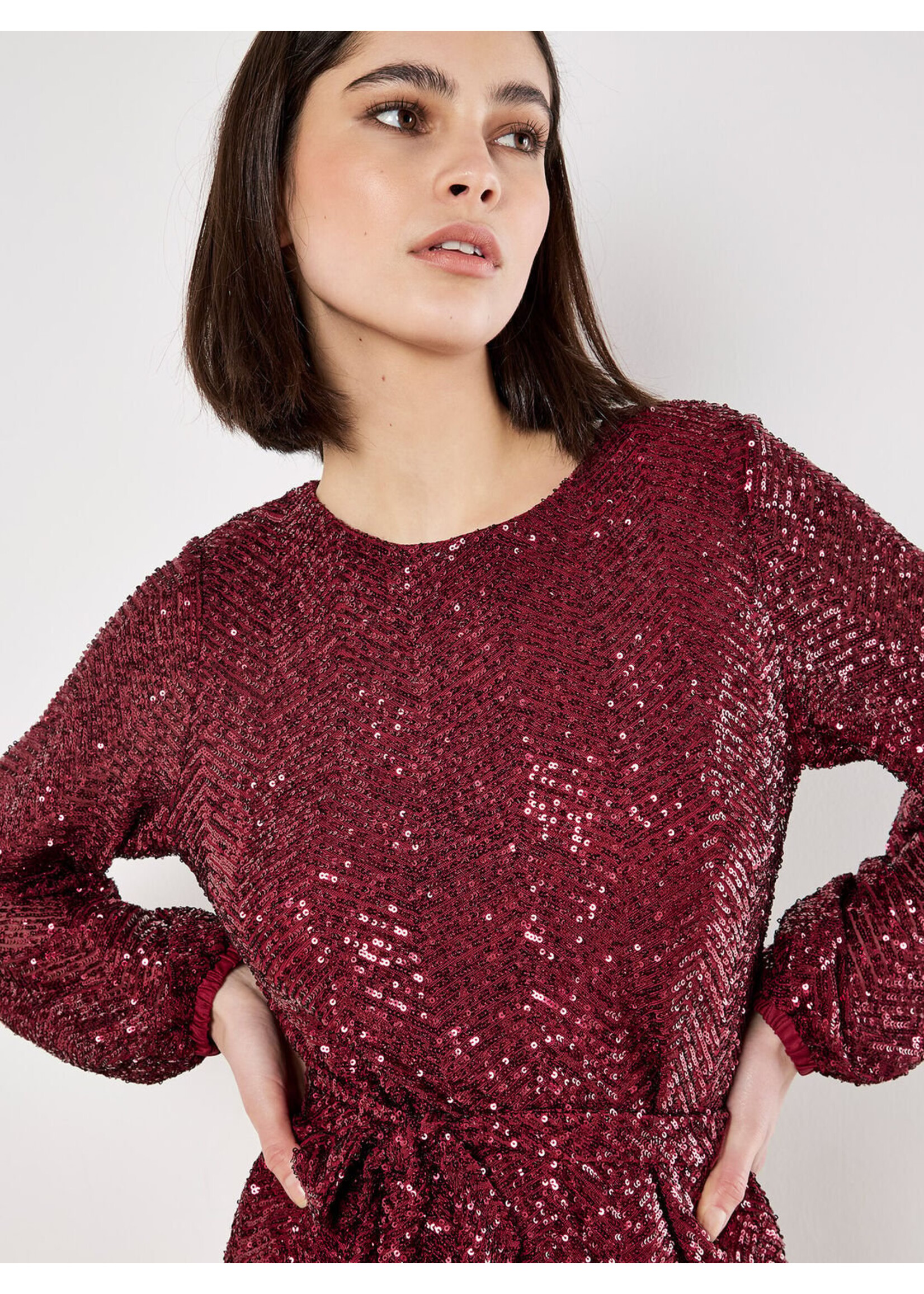 Apricot Apricot Mini-Robe À Sequins À Motif Chevrons - Burgundy