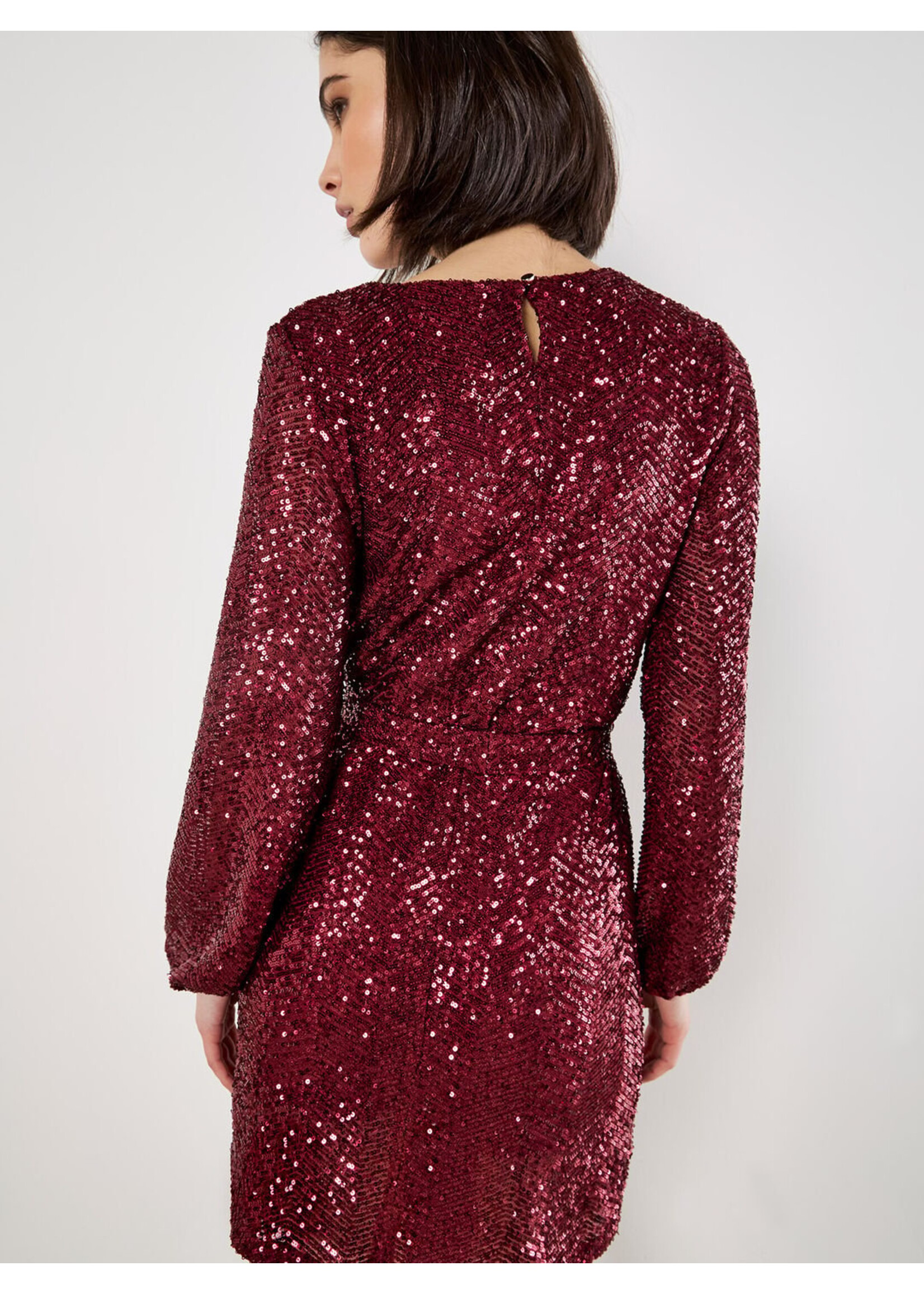 Apricot Apricot Mini-Robe À Sequins À Motif Chevrons - Burgundy