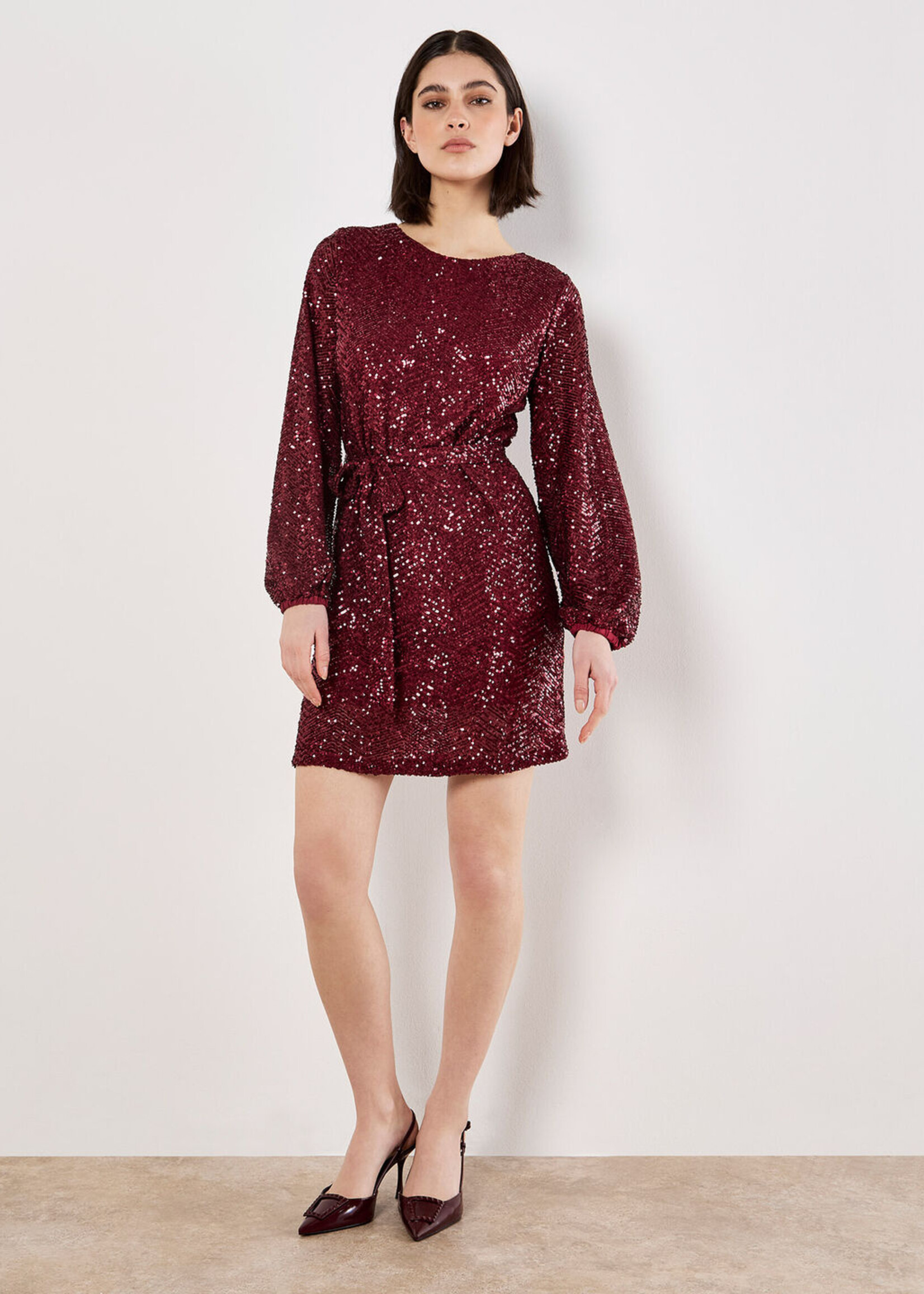 Apricot Apricot Mini-Robe À Sequins À Motif Chevrons - Burgundy