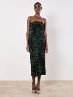 Apricot Apricot Velvet Sequin Bandeau Midi Dress - Green