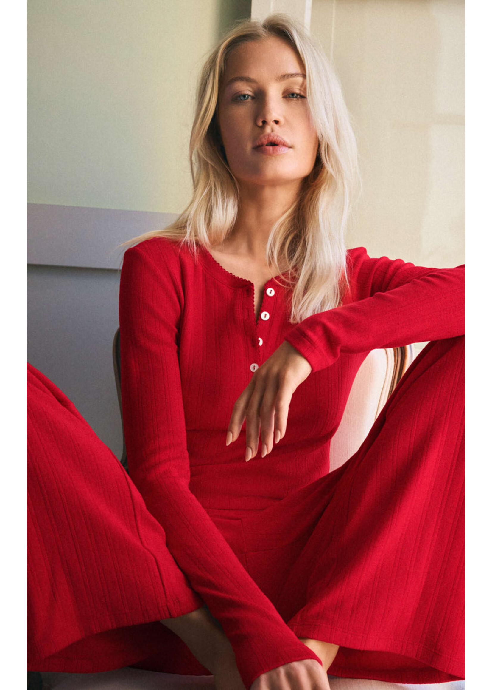 Z-Supply Z-Supply Luxe Pointelle Pant - Festive Red