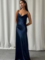 Charli Charli Alena Satin Dress - Navy