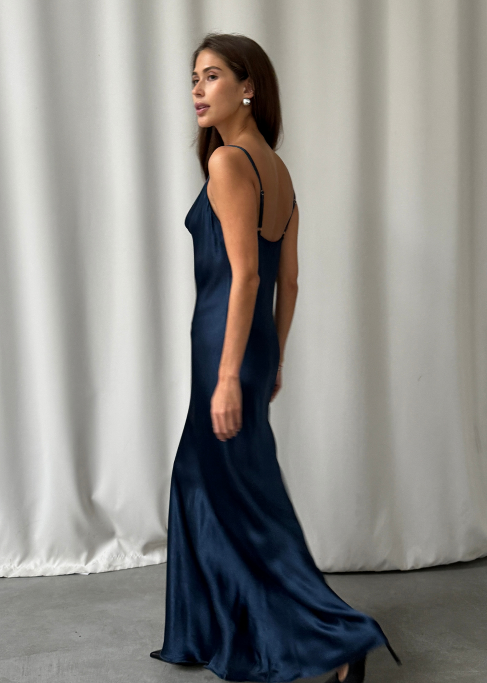 Charli Charli Robe Alena En Satin - Navy