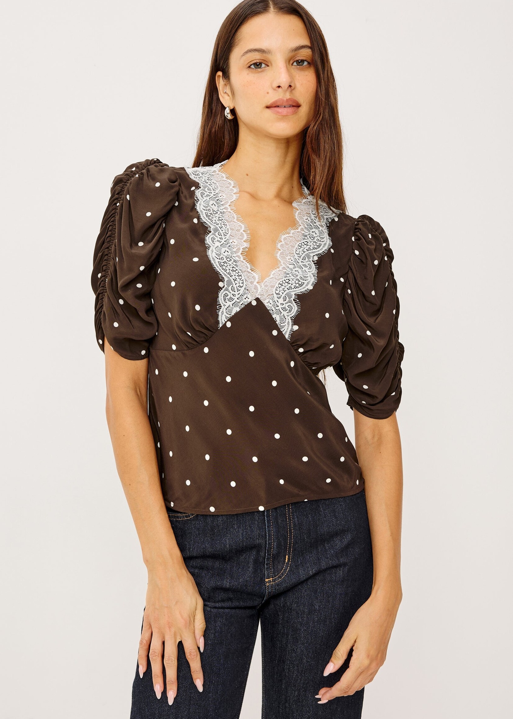 Rails Rails Lazara Top - Cocoa Polka Dots