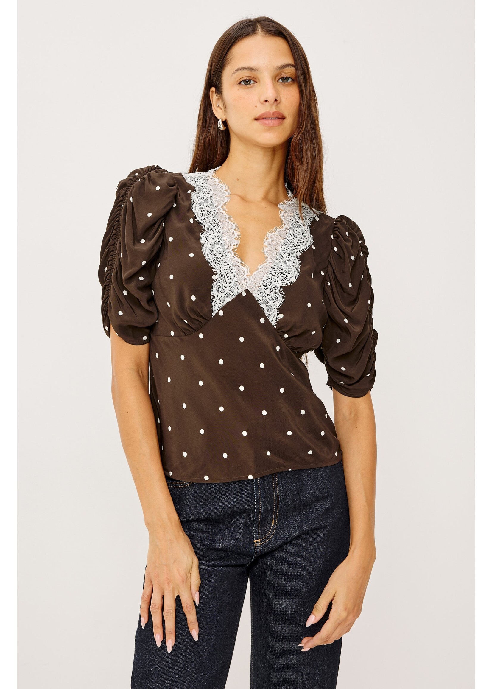 Rails Rails Lazara Top - Cocoa Polka Dots