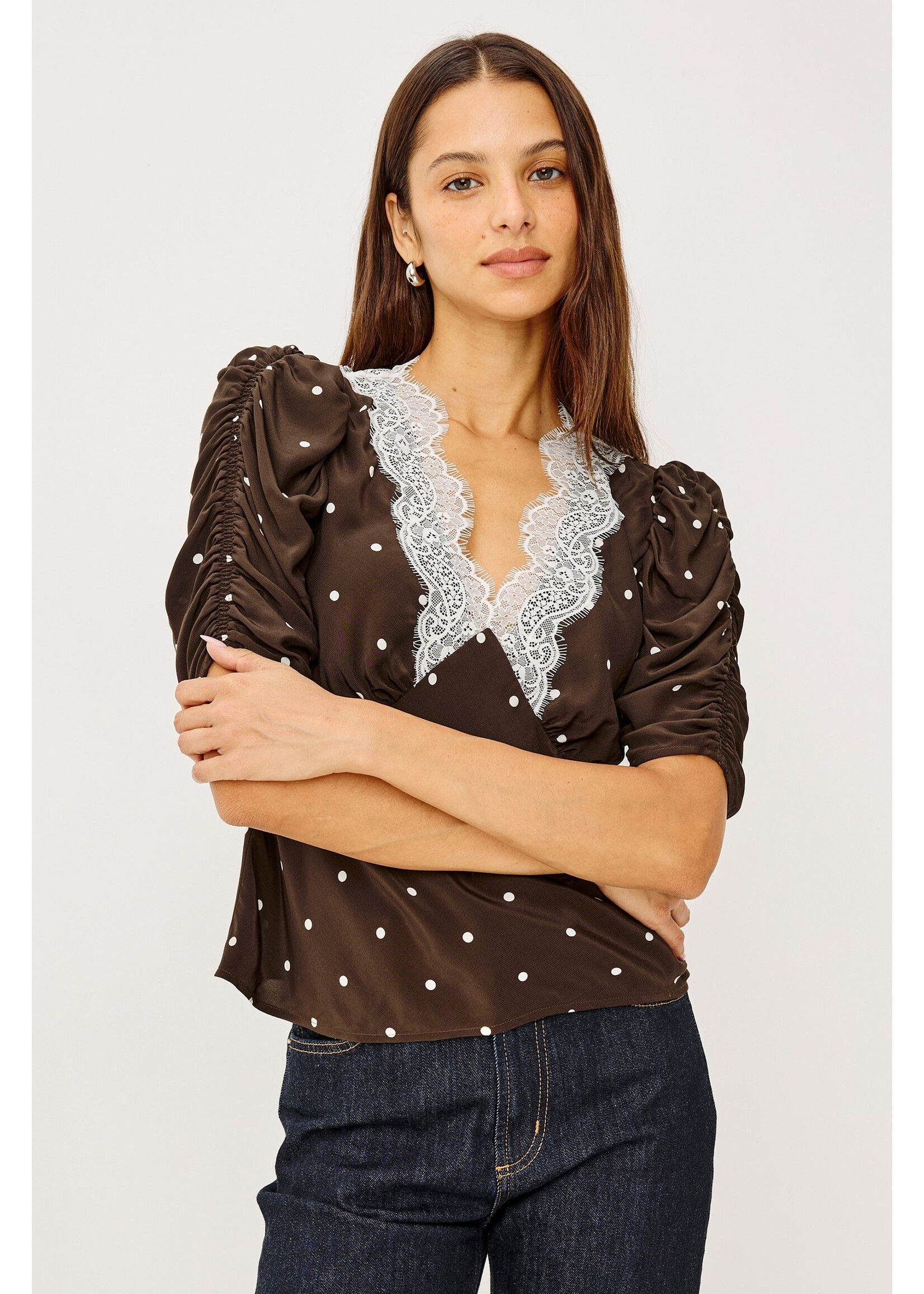 Rails Rails Lazara Top - Cocoa Polka Dots