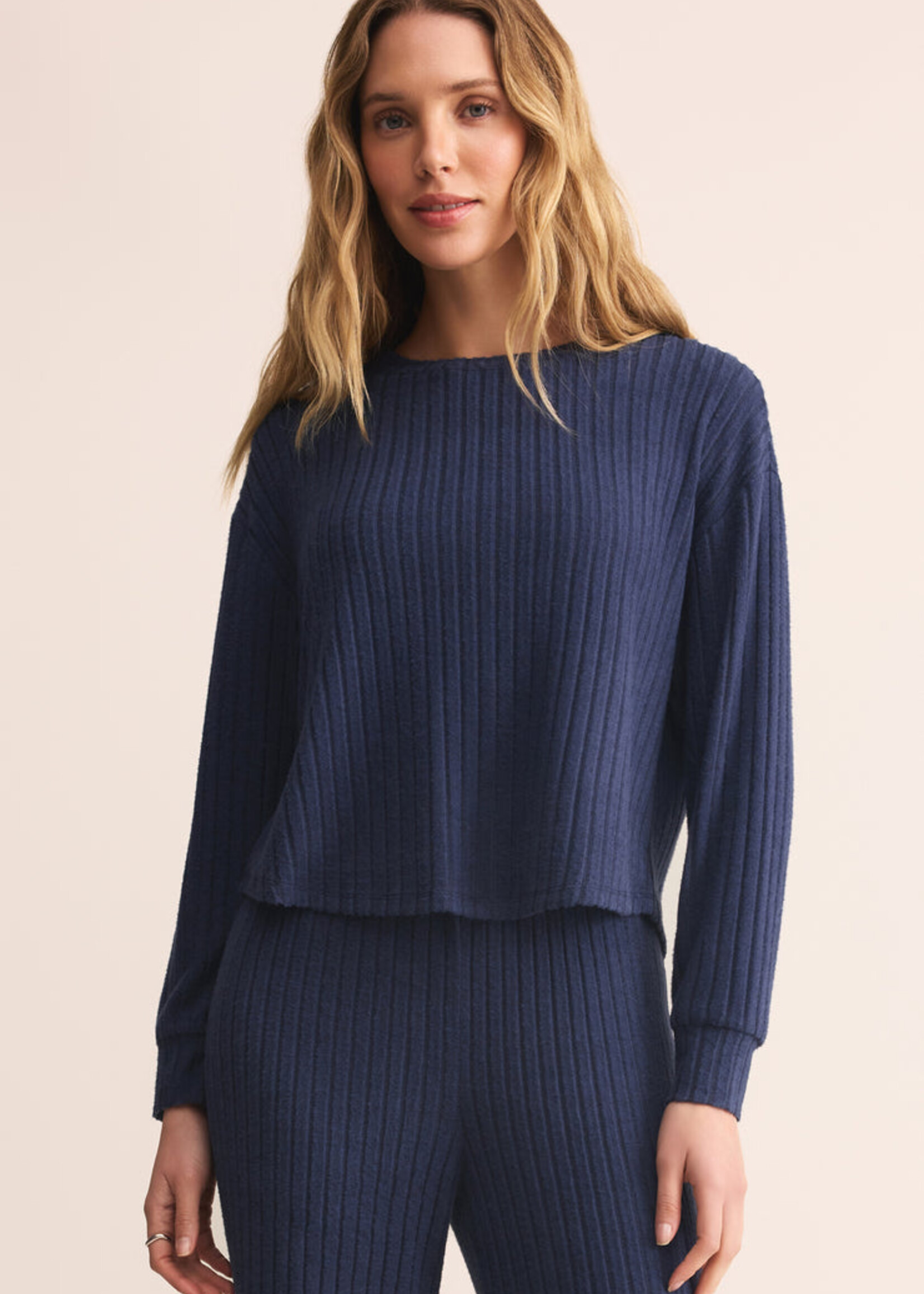 Z-Supply Z-Supply Elfie Rib LS Top - Blue Sapphire