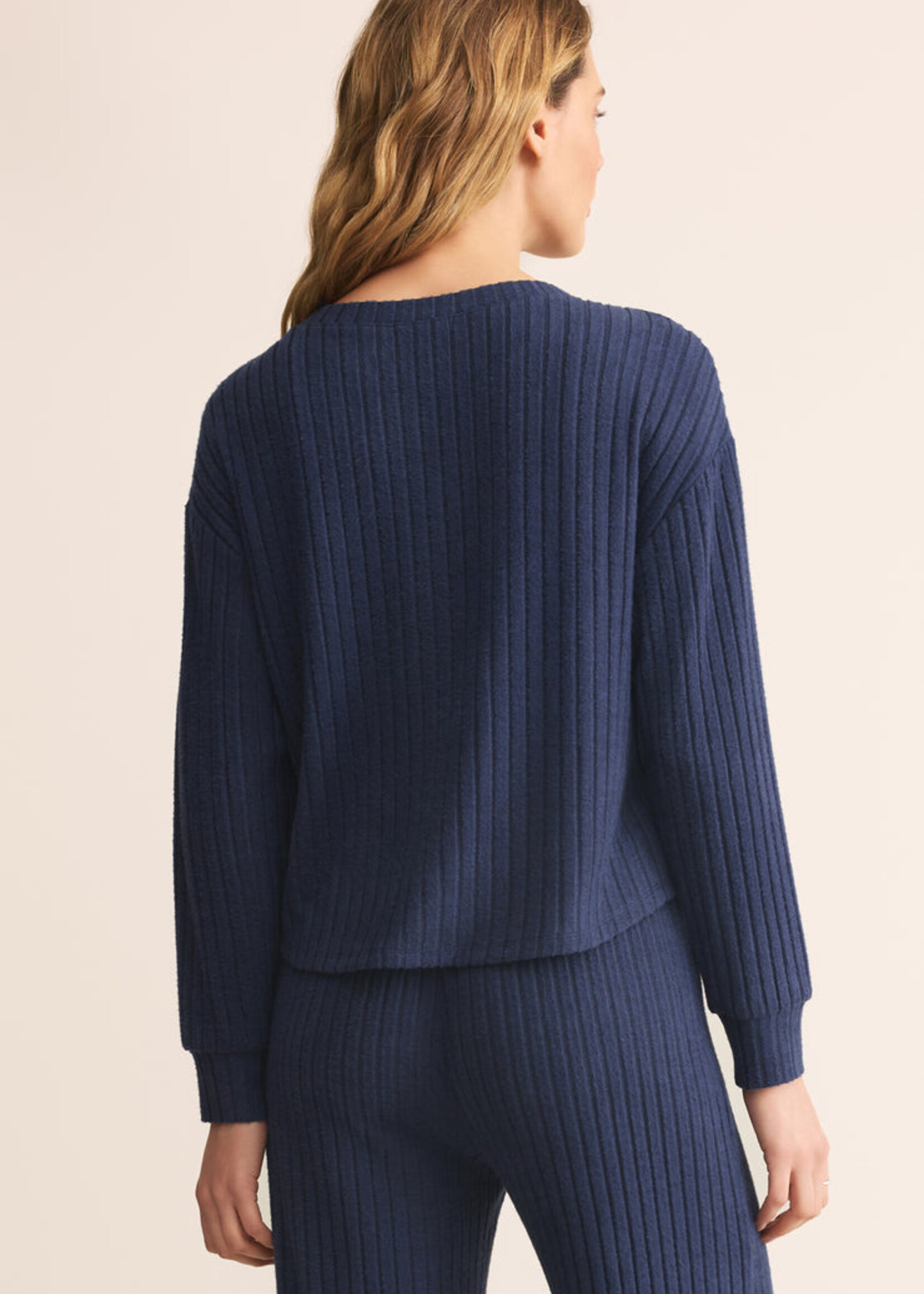 Z-Supply Z-Supply Elfie Rib LS Top - Blue Sapphire