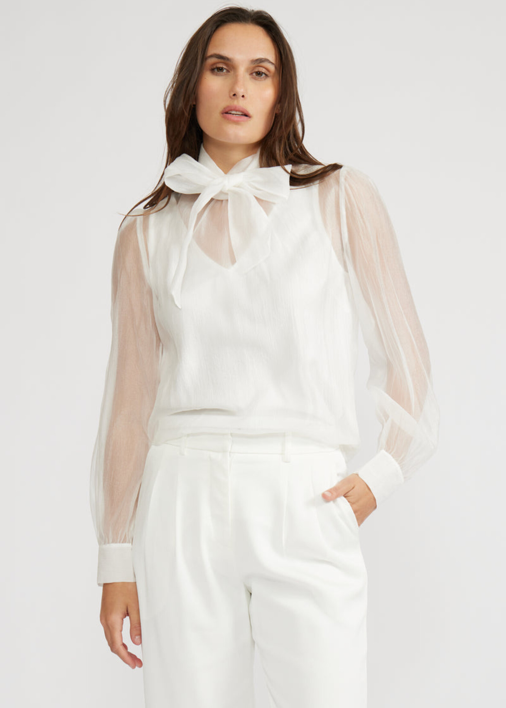 Lucy Paris Lucy Paris Natasia Sheer Blouse - White
