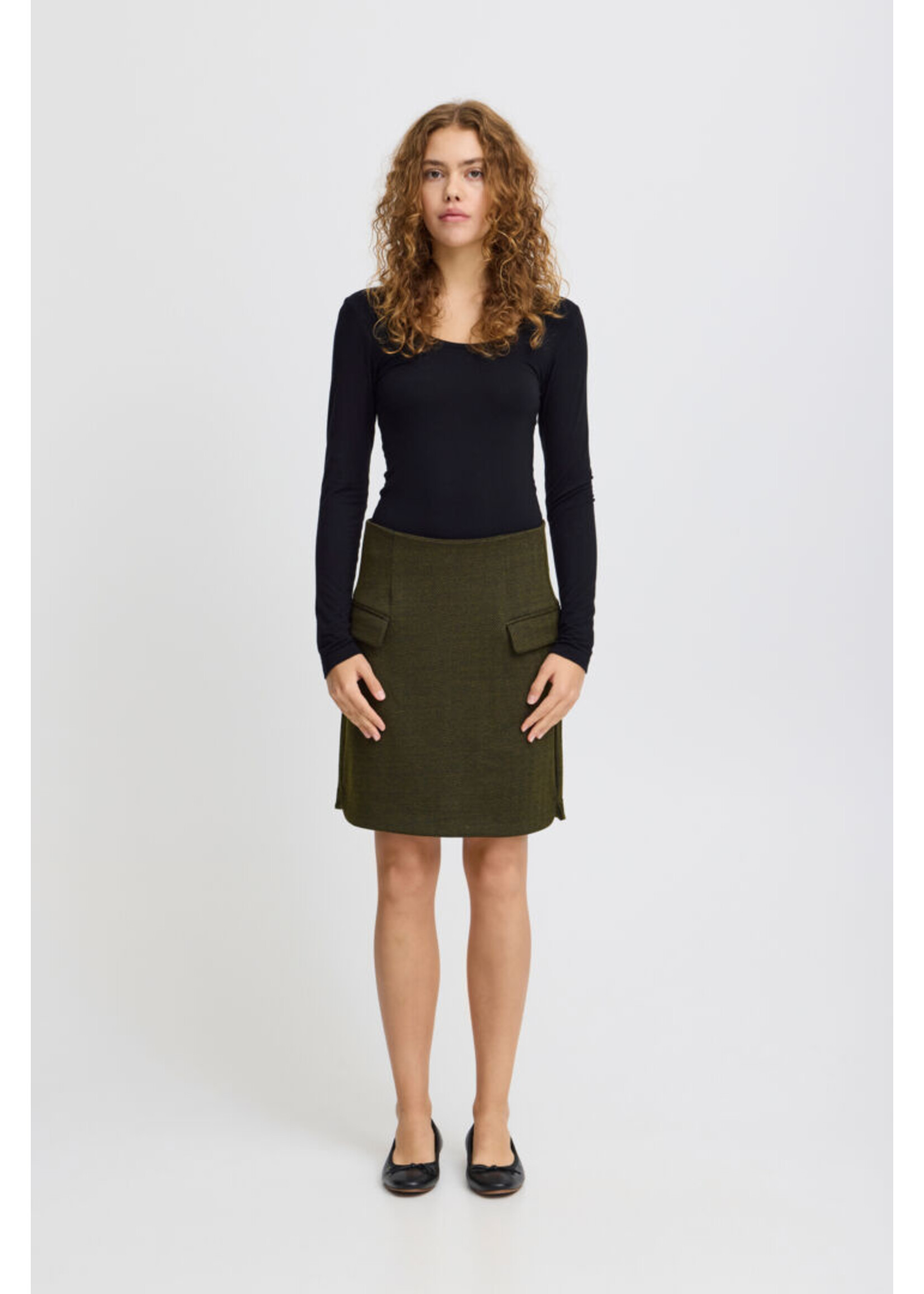 ICHI ICHI Jupe IHKate - Black/Lizard Herringbone
