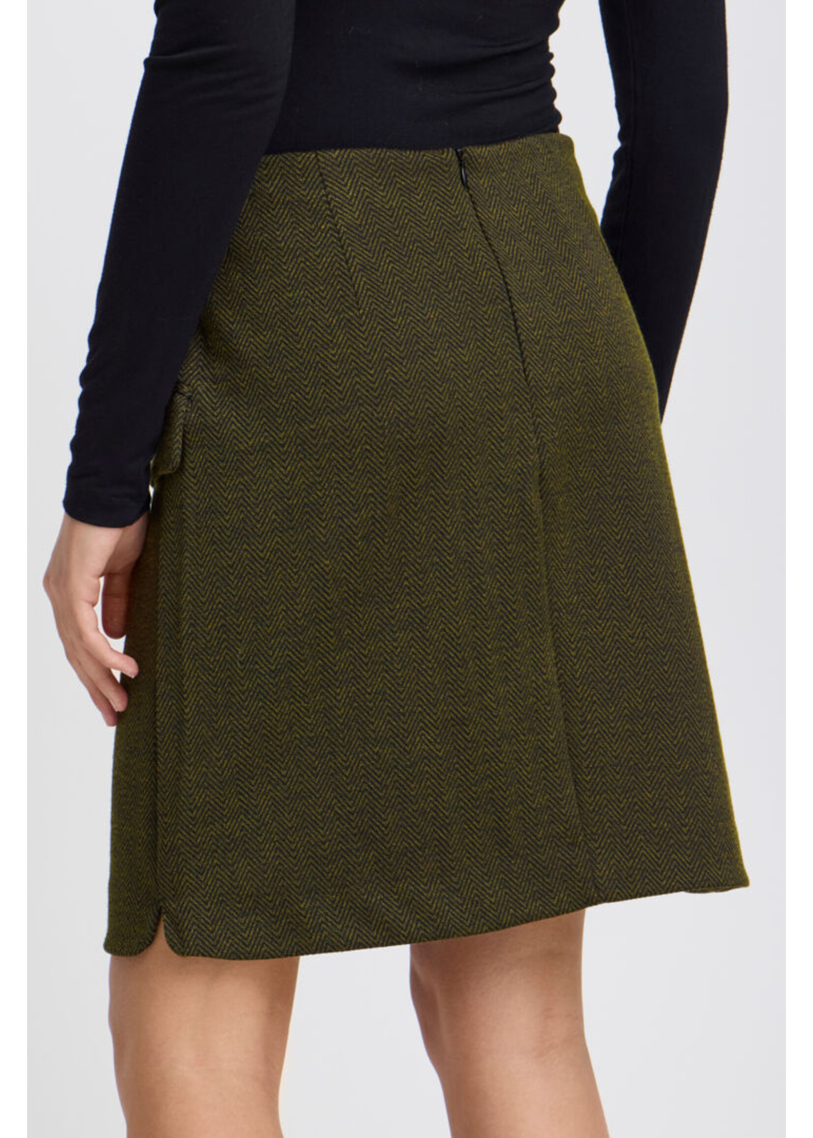 ICHI ICHI Jupe IHKate - Black/Lizard Herringbone