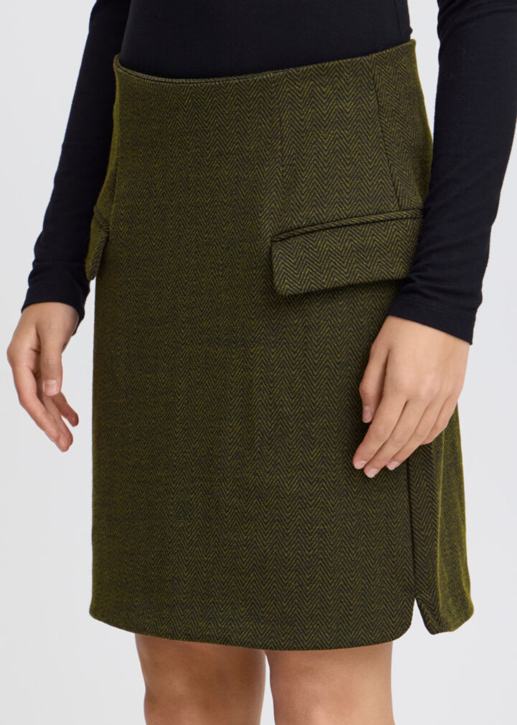 ICHI IC IHKate Skirt - Black/Lizard Herringbone