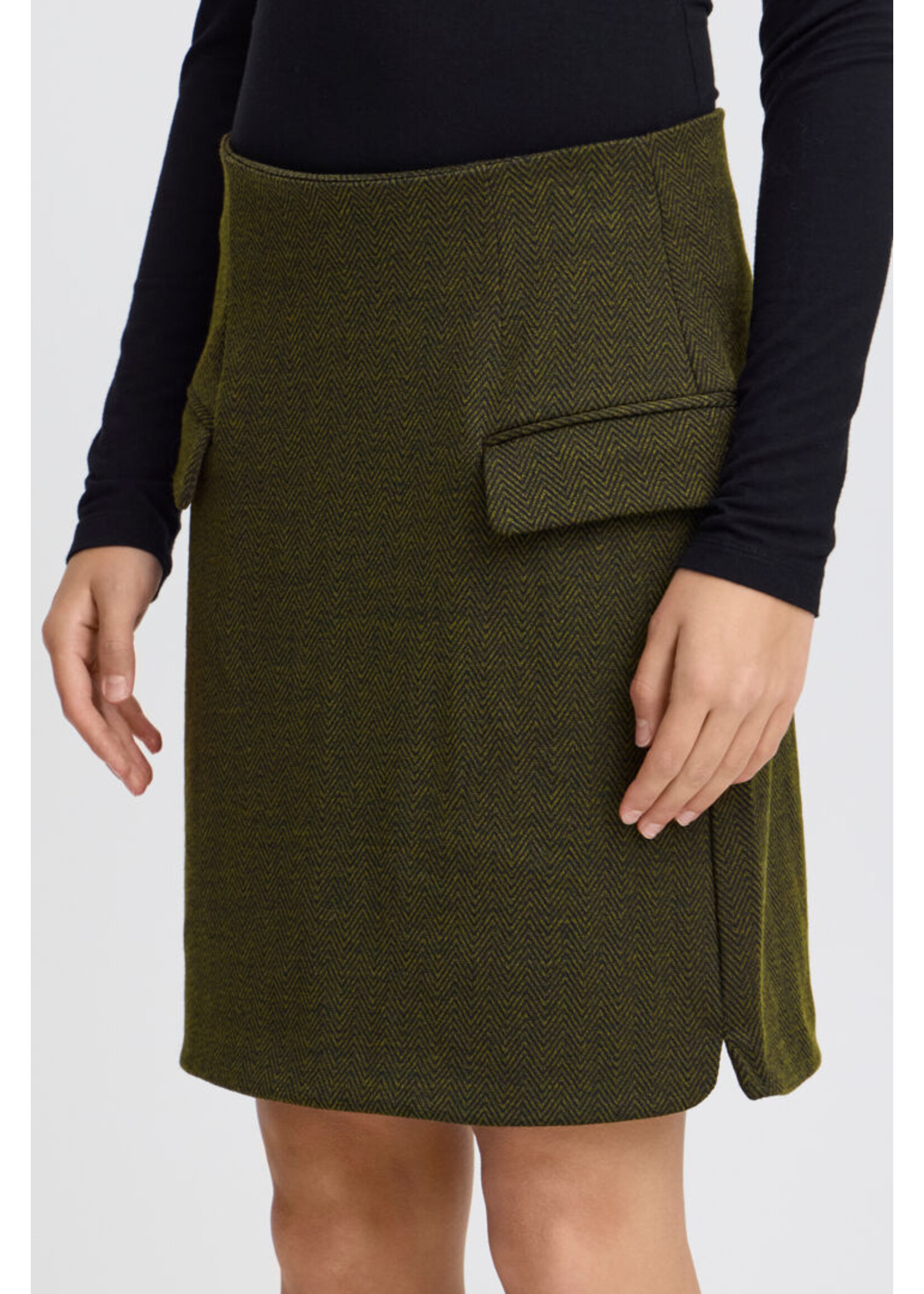ICHI ICHI Jupe IHKate - Black/Lizard Herringbone