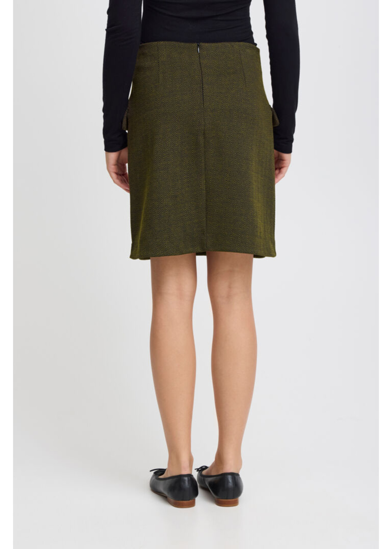 ICHI ICHI Jupe IHKate - Black/Lizard Herringbone