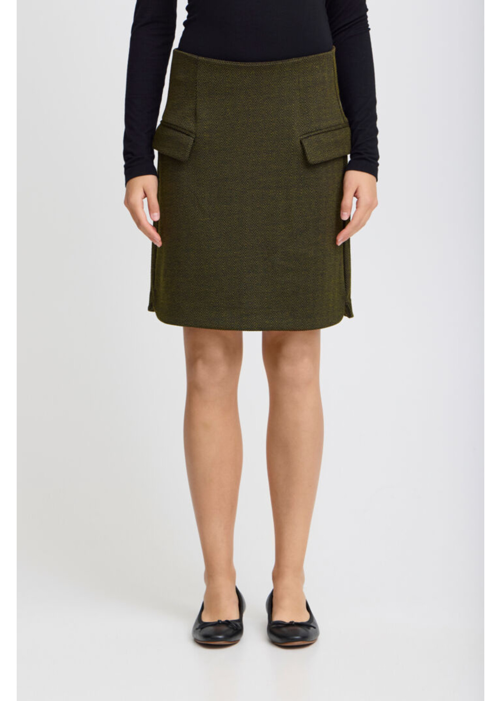 ICHI ICHI Jupe IHKate - Black/Lizard Herringbone