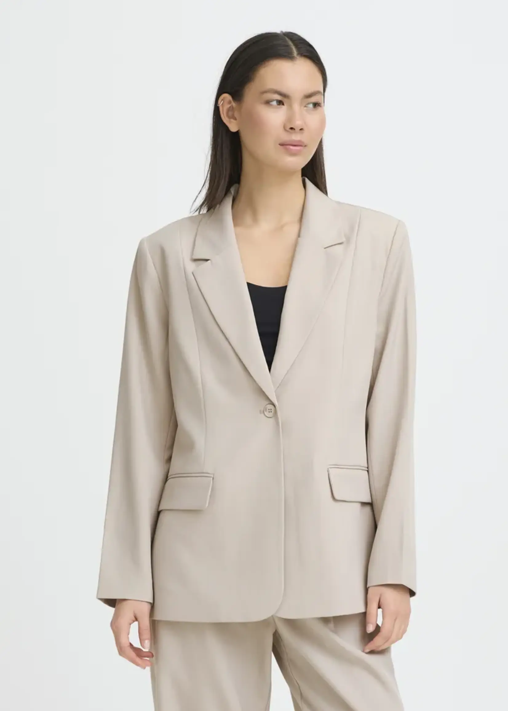 ICHI ICHI IHFava Long Blazer - Dove Melange