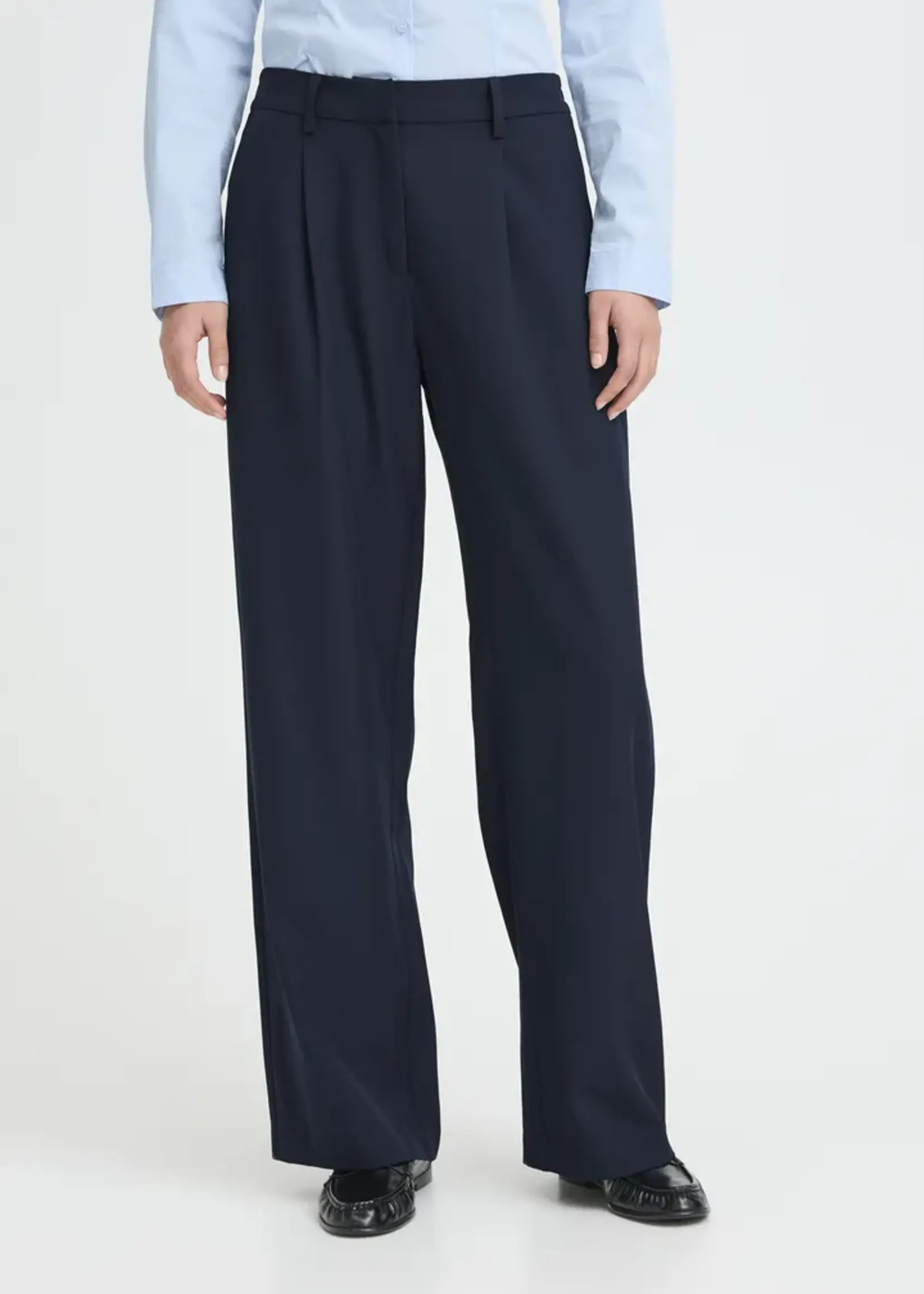 ICHI ICHI IHFava Wide Trousers - Dark Navy