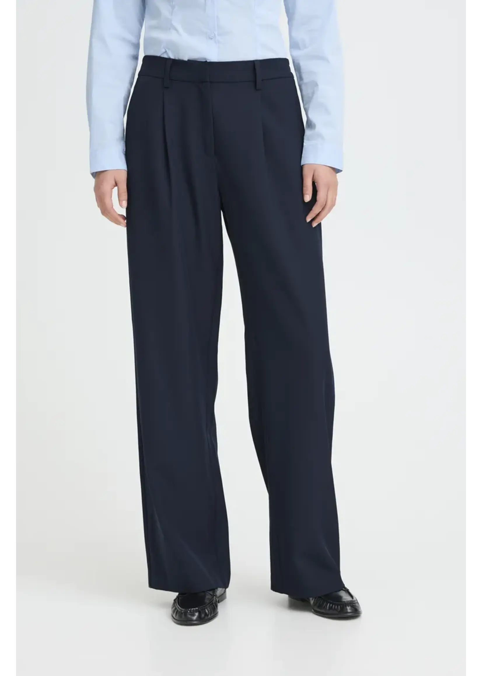 ICHI ICHI IHFava Wide Trousers - Dark Navy