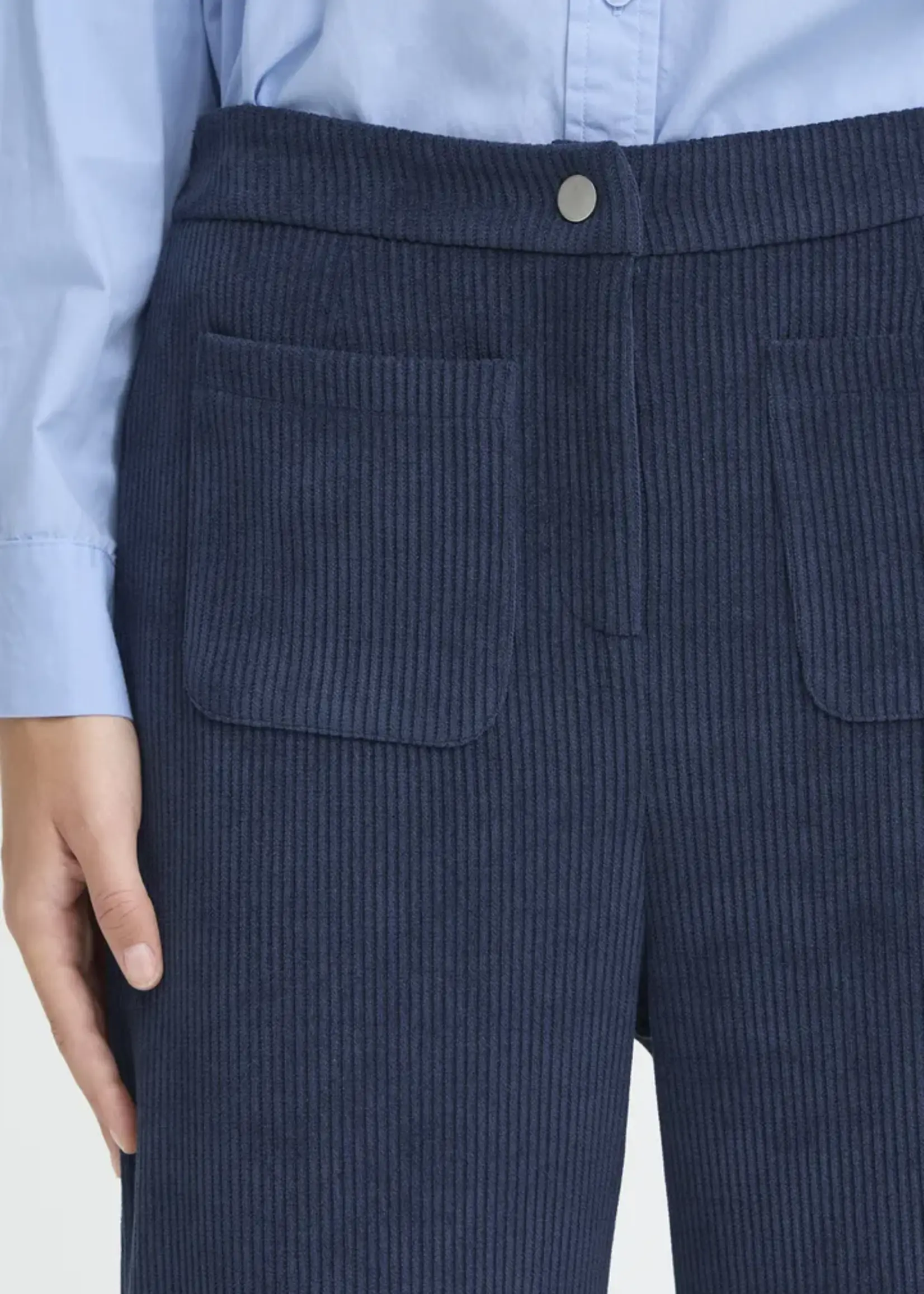 ICHI ICHI Pantalon En Velours Côtelé IHKate - Total Eclipse