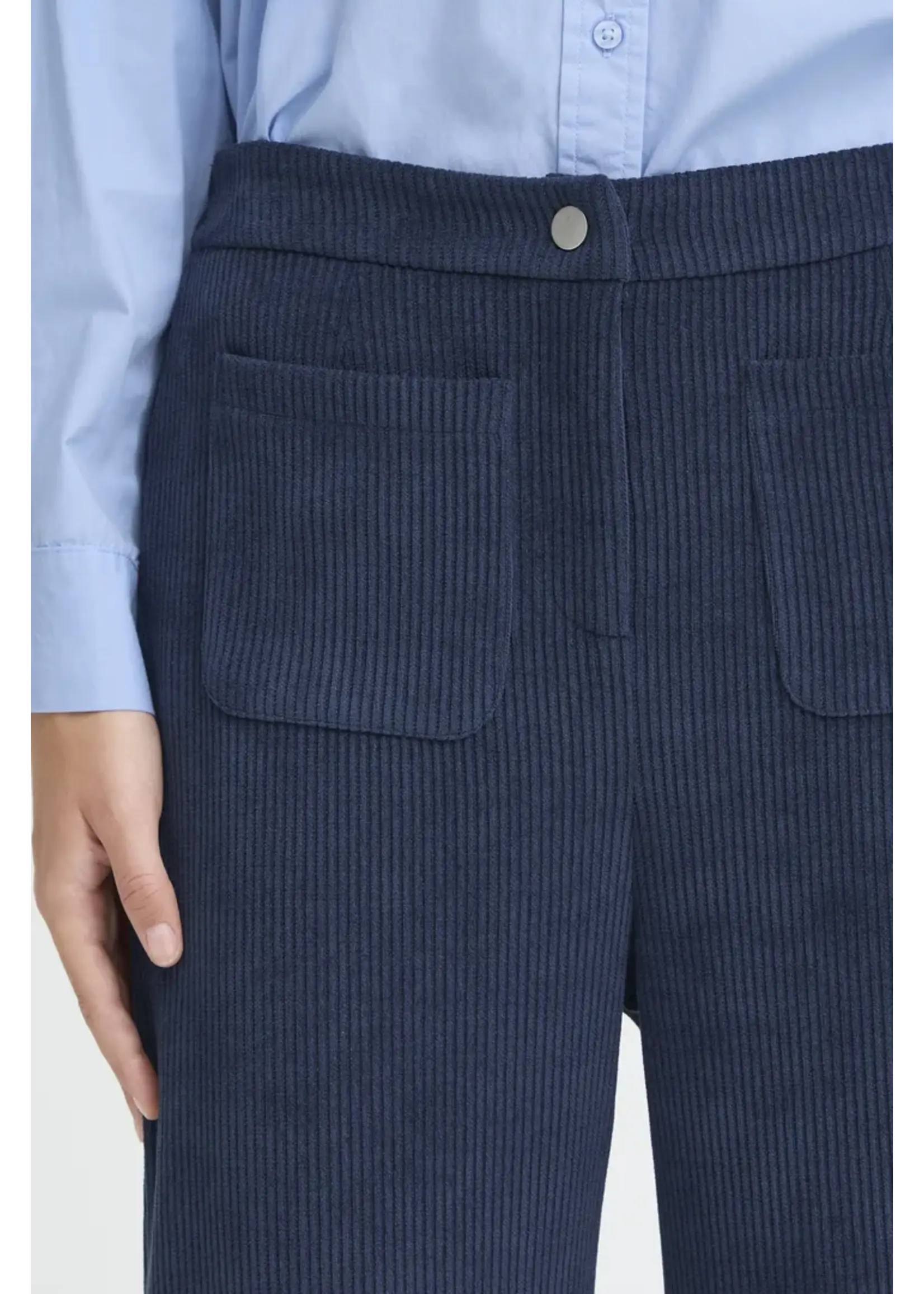 ICHI ICHI Pantalon En Velours Côtelé IHKate - Total Eclipse